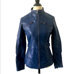 Women's Blue Leather Jacket